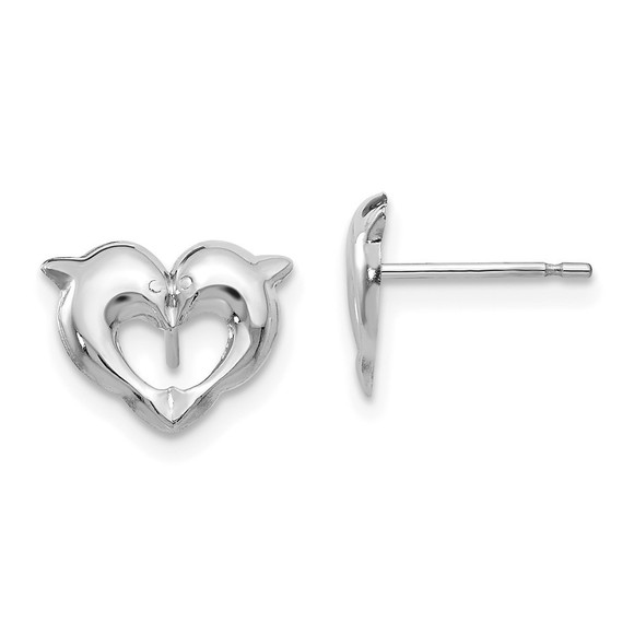 14k White Gold Madi K Children's Jewelry Screwback Dolphins Post Earrings